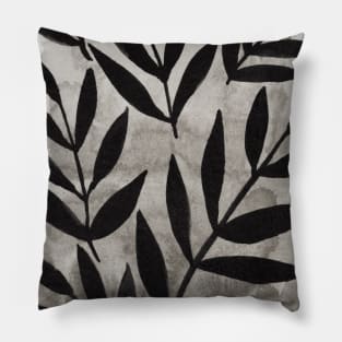 Black branches - grey background Pillow