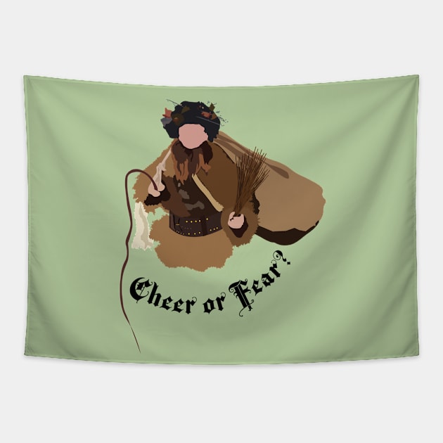 Dwight Schrute Cheer or Fear Belsnickel Art – The Office (black text) Tapestry by Design Garden