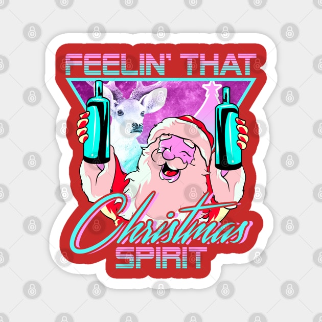 Retro Vaporwave Santa XMAS Spirit Funny Drinking Humor Magnet by creative