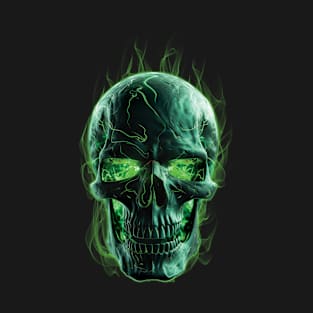 Green Flaming Skull T-Shirt