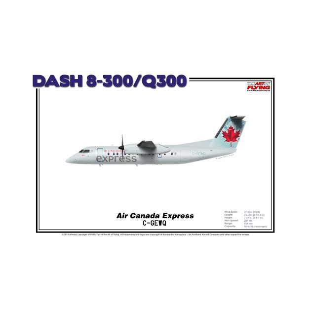 DeHavilland Canada Dash 8-300/Q300 - Air Canada Express (Art Print) by TheArtofFlying