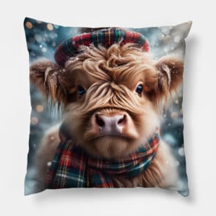 Cute Scottish Highland Calf Pillow