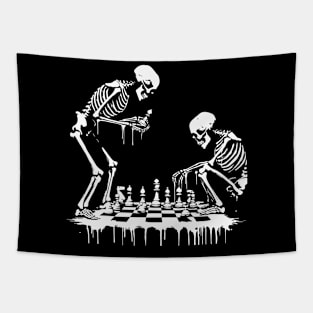 skeletons play chess Tapestry