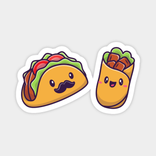 Cute Taco And Burrito Food Magnet