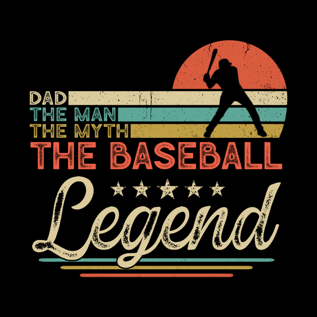 Dad The Man The Myth The Baseball Legend Shirt Men, Vintage Baseball Player Dad T-shirt, Father's Day Gift for Baseball Coach Fan by Brlechery21