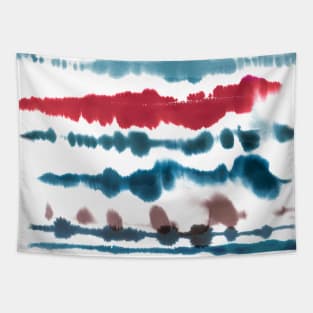 Soft Nautical Lines Blue Red Tapestry