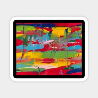 Red Abstract Smeared Painting Magnet