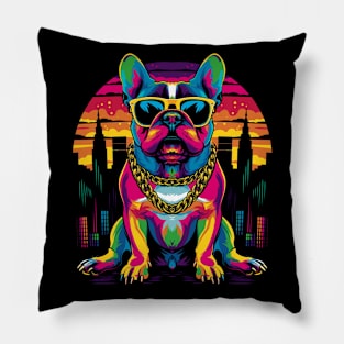 Boston Terrier Dog Sunglasses Goldchain Pop Art Pillow