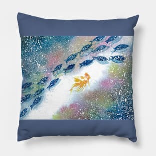 Golfish Dancing in the Night Sky Pillow