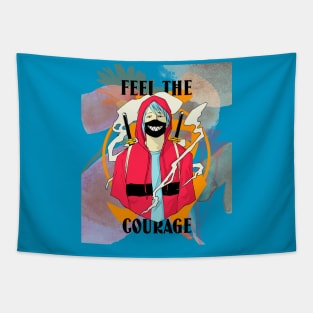 Feel the Courage (anime boy hoodie mask) Tapestry