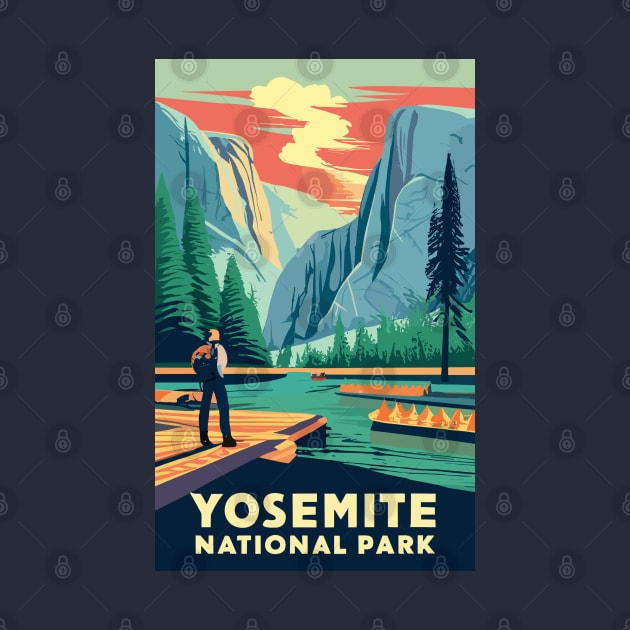 A Vintage Travel Art of the Yosemite National Park - California - US by goodoldvintage