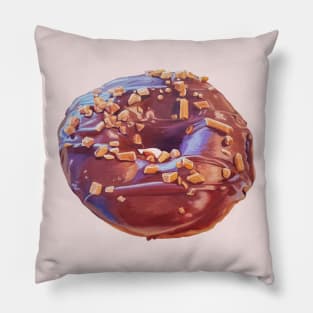 Chocolate donut with toffee bits (no background) Pillow