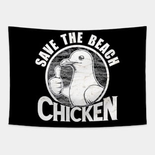 Save The Beach Chicken Tapestry