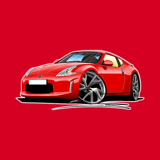 Nissan 370z Red Caricature Car Art by y30man5