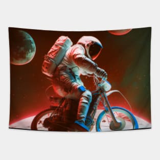 Astronaut riding bike in space | astronaut bike helmet Tapestry