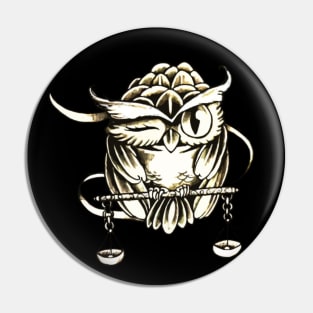 The Owl And The Balance - Vintage Pin