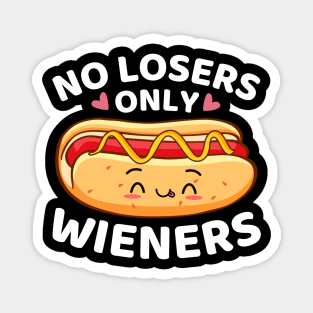 No Losers Only Wieners Funny Kawaii Cute Hot Dog Pun Magnet