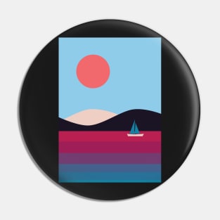 Nordic Minimalist Abstract Beach Sunset Graphic Illustration Pin