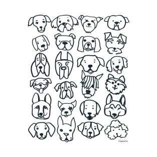 Dog Faces, Stacked (Cool Charcoal Ink) T-Shirt