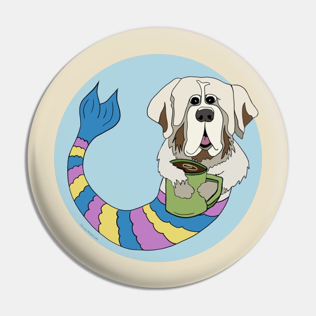 Simon the Saint Bernard Mermutt Pin by abrushwithhumor