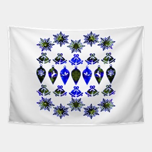 Christmas Holiday Blue and Green Tapestry