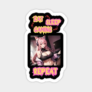 Eat Sleep Gaming Repeat Anime Girl Magnet