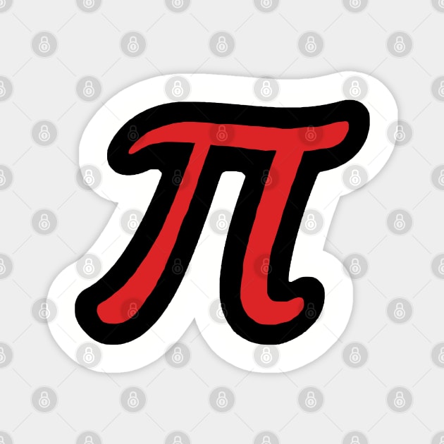 Black and Red Pi Math Symbol Magnet by ellenhenryart