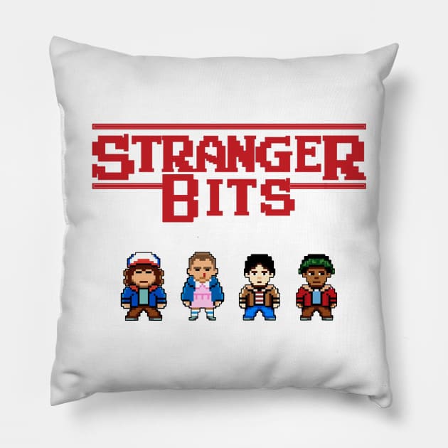 Stranger Bits White Pillow by Luve