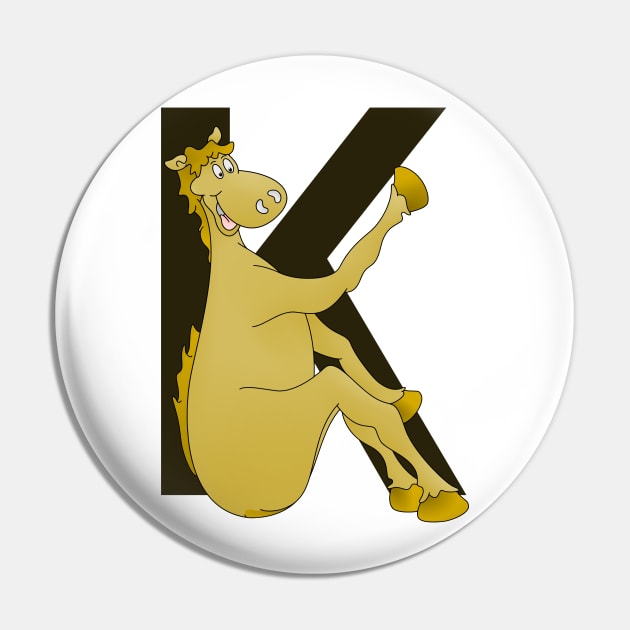 Pony Monogram Letter K Pin by mailboxdisco