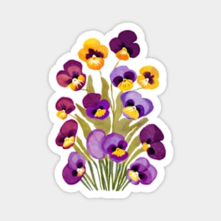 Colorful Watercolor Pansies, Beautiful Pansy Flowers Magnet