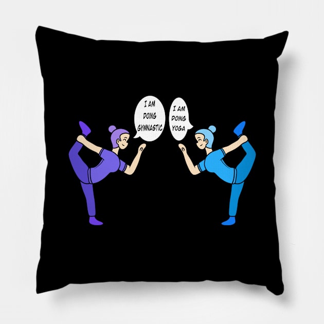 Funny gymnastic and yoga pose Pillow by Andrew Hau