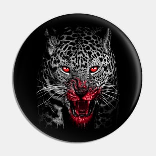 Predatory leopard full of blood Pin