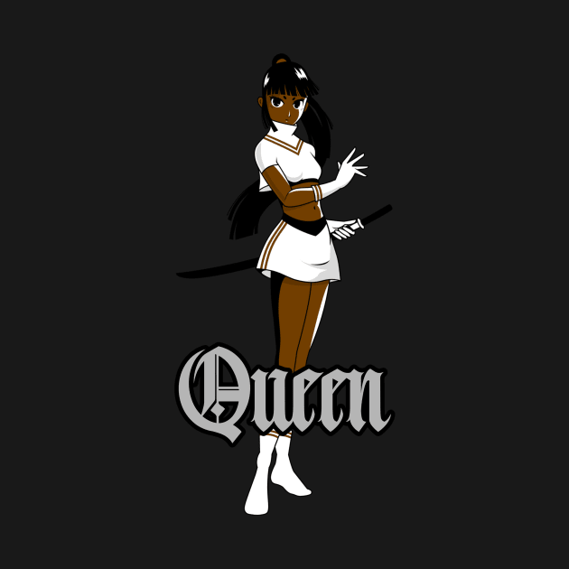 Anime Queen Brown Girl With sword by Just In Tee Shirts