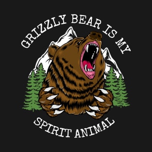 Grizzly Bear is My Spirit Animal Funny Camping and Hiking T-Shirt