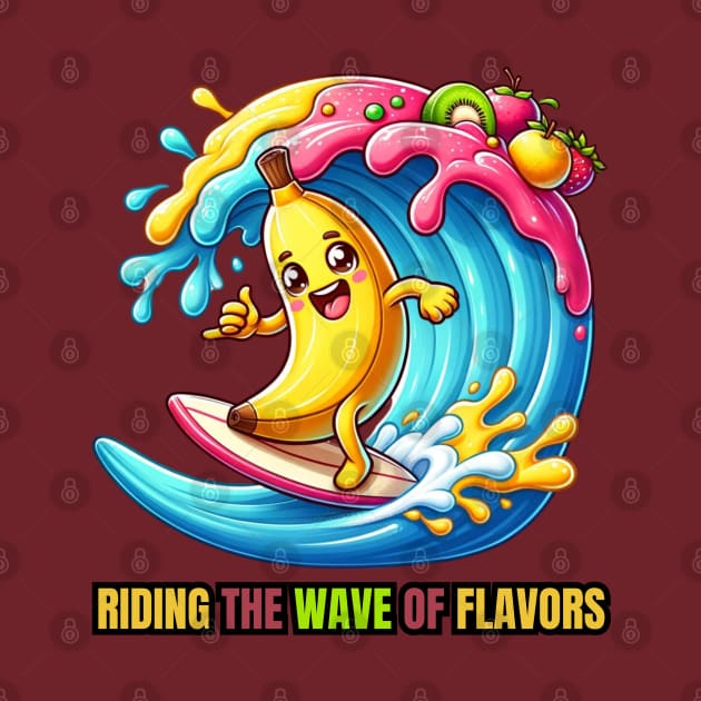 Banana Boarding - Riding the Wave of Flavors Surf Tee by vk09design