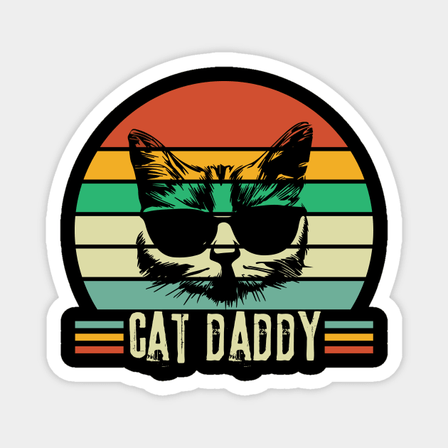 Retro Cat Daddy Gift For Cat Owner Dad Magnet by The WYLD Tribe