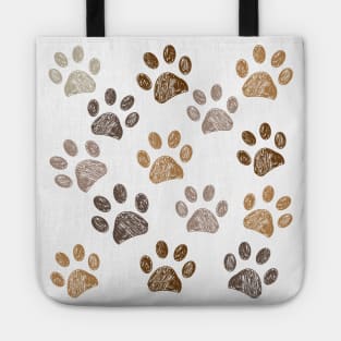 Brown colored paw print background Tote