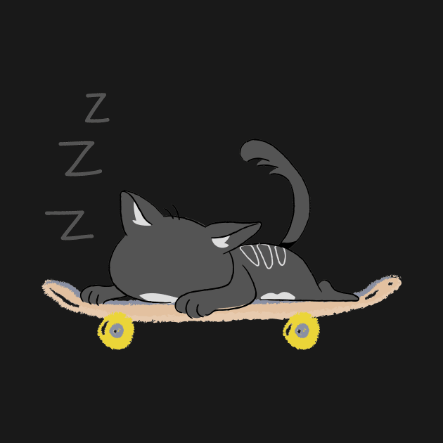 Cat Sleeping On SkateBoard by WeStarDust