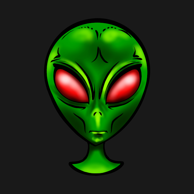 Green alien head - Alien - Kids T-Shirt | TeePublic