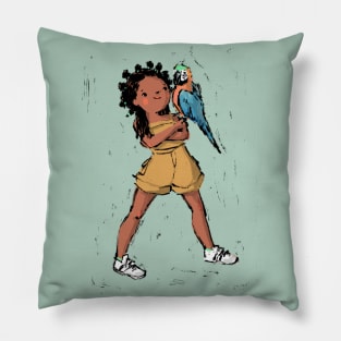 Pals - Girl and her Macaw Pillow