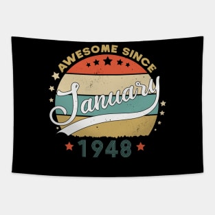 Awesome Since january 1948 Birthday Retro Sunset Vintage Funny Gift For Birthday Tapestry