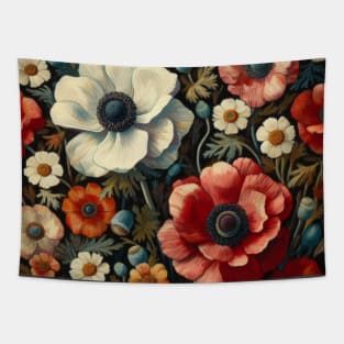 anemone and poppy flower pattern 1 Tapestry