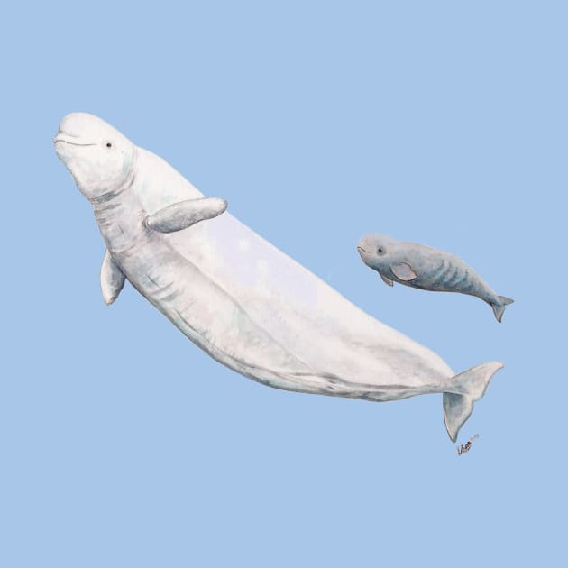 Beluga and baby beluga by chloeyzoard