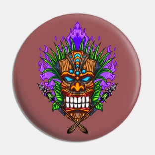 Tiki Mask Illustration 06 Pin