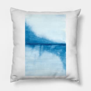 blue landscape abstract watercolor painting Pillow