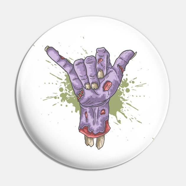 Zombie Shaka Pin by WMKDesign