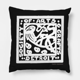Detroit Society of Arts and Crafts Logo - White Pillow