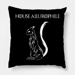 House Ailurophile, White tribal cat tatto Pillow