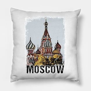 Moscow City Streets Vintage Travel Poster Series grunge edition 06 Pillow