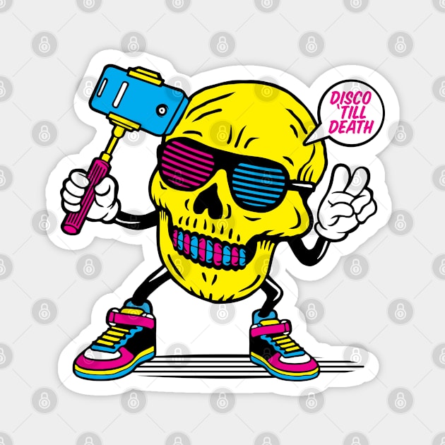 Skull Disco Till Death Selfie Magnet by Mako Design 